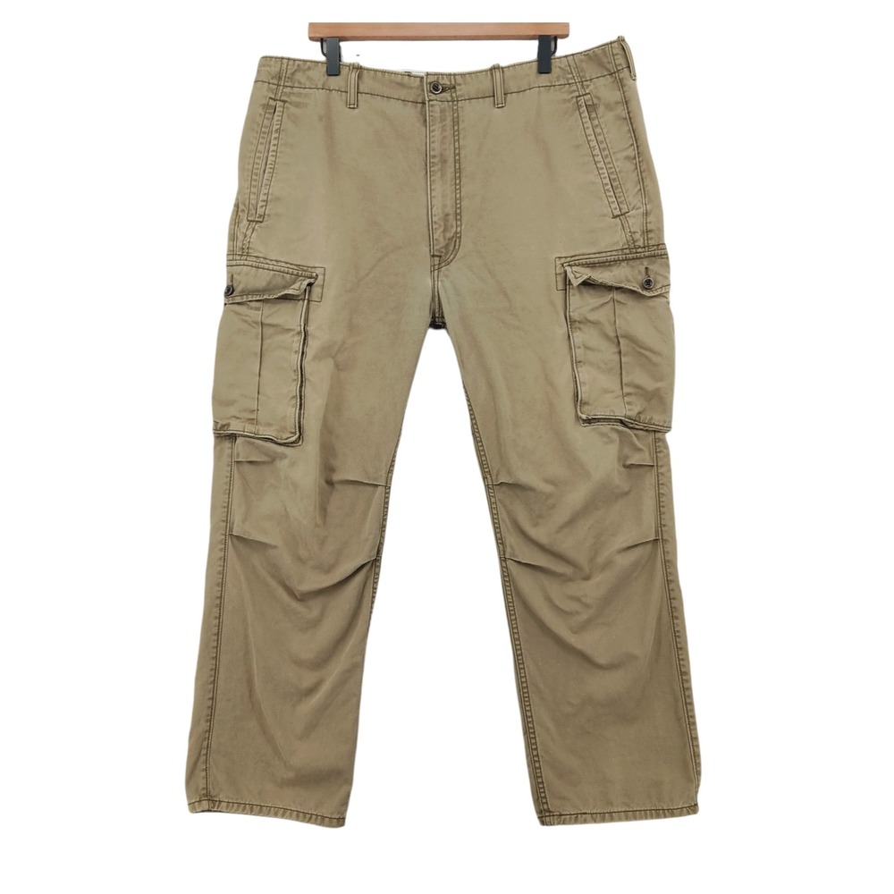 Levis Cargo Pants Mens 38x27 (Tag 38x30) Tan Faded Canvas Cotton Zip Hiking Work